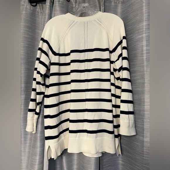 Talbots Navy and White Striped Cardigan Cottagecore Button Down Petite - Picture 3 of 5